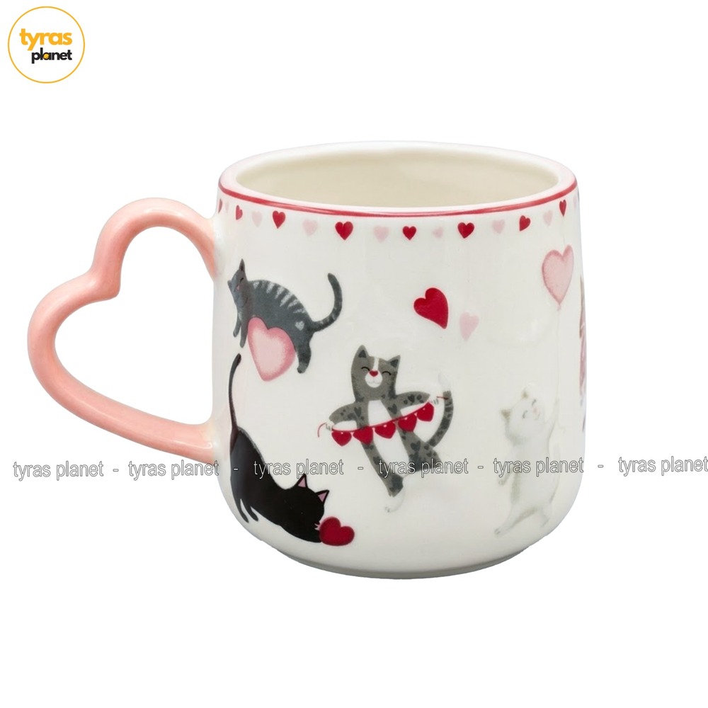 Tabletops Unlimited Pet Lover Cat Breeds Coffee Mug Heart Shaped Handle Pink New